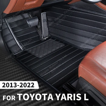 Изготовленные на заказ Коврики из углеродного волокна для Toyota Yaris L 2013-2022 14 15 16 17 18 19 20 21 Футовый Ковер Автомобильные Аксессуары для интерьера