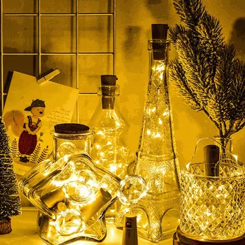 Мини-лампа для бутылки вина на день рождения, 2 шт., светодиодная лампа для бутылки вина с пробкой, Рождественская Гирлянда, Свадебный декор, Сказочная лампа