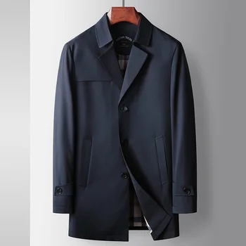 Новая мужская одежда элитных брендов, тренч с длинным рукавом, весенне-осенняя куртка, деловое военное пальто, повседневное высококачественное однотонное