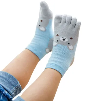 Новый дизайн, Милый Мультяшный Медведь, Носки с пятью пальцами, Детские носки для девочек и мальчиков, Детские чулочно-носочные изделия, Носки с пятью пальцами, Сетчатые дышащие носки для ног